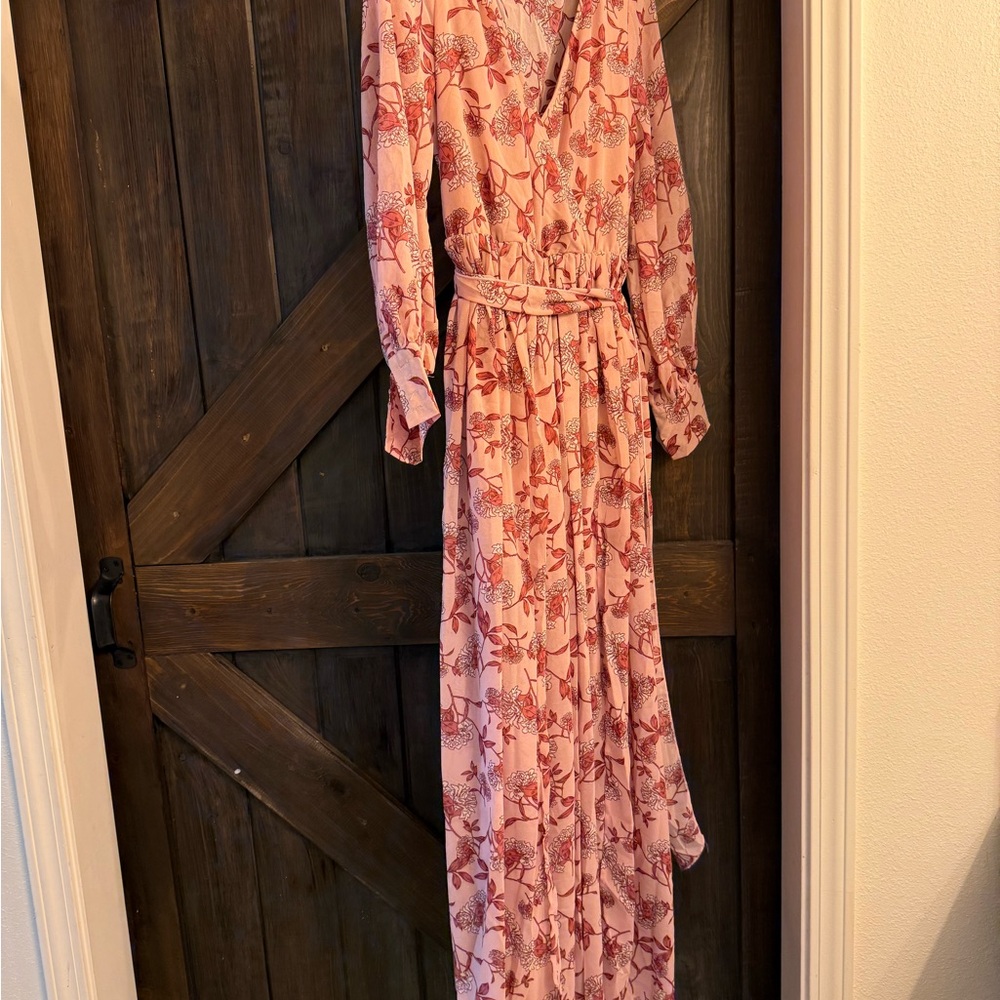 Pink Lily Pink Long Sleeve Gown for Wedding Guest